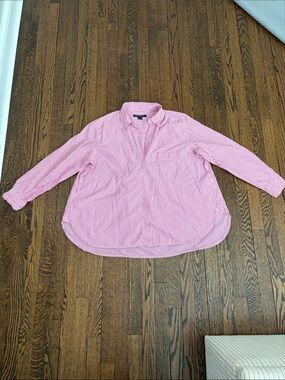 French Connection Pink and White Striped Button Down Shirt